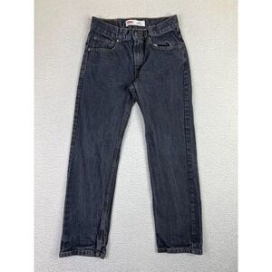 Levi's 505 Jeans Boys 16 Regular 28x28 Black Dark Wash Straight Leg Zip Fly